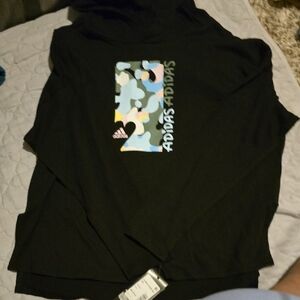 Adidas Black Hoodie with Multicolor Camo Design